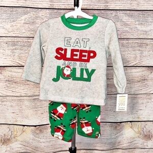 Carters Eat Sleep & Be Jolly Fleece Christmas Pajamas Size 12M